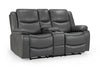 Grey Leather 2 Seater High Back Electric Recliner Sofa
