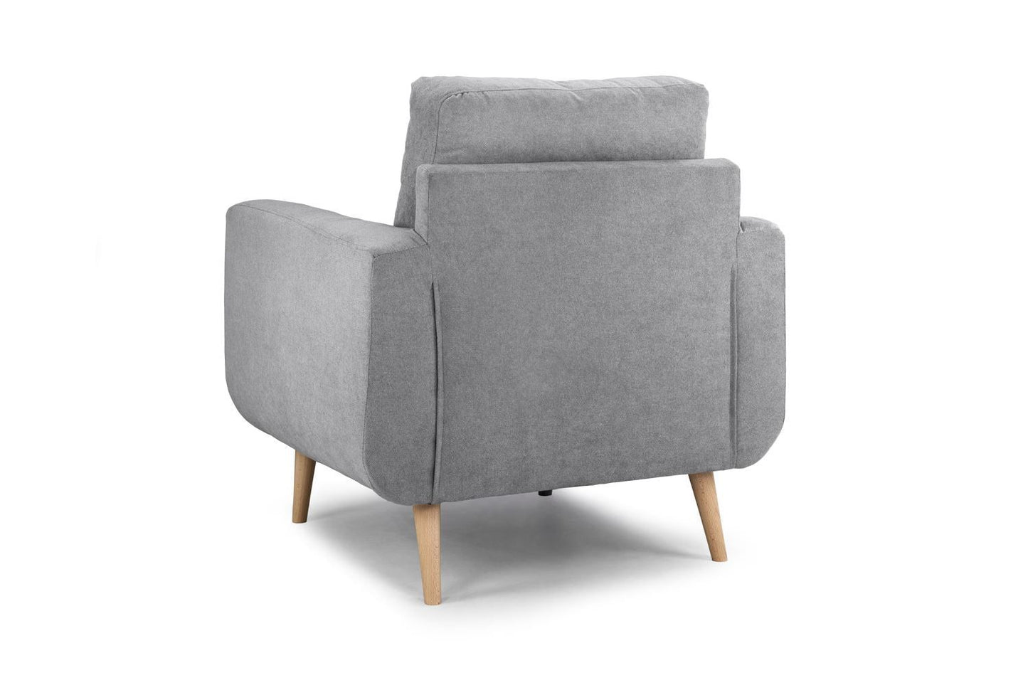 Grey Fabric Tufted Design Armchair Solid Wood Frame