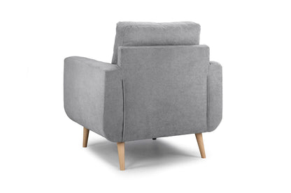 Grey Fabric Tufted Design Armchair Solid Wood Frame