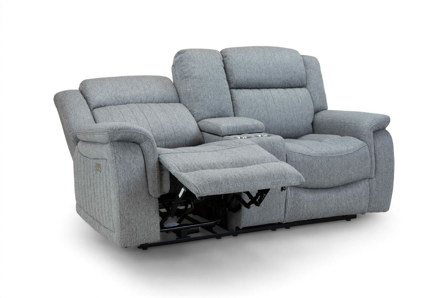 Grey Fabric 2 Seater Electric Recliner Sofa Pillow Top Arm