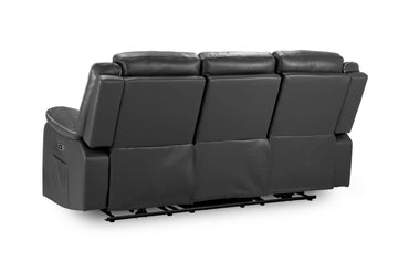 Black Leather High Back 3 Seater Electric Recliner Sofa