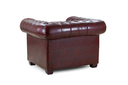Oxblood Red Bonded Leather Buttoned Back Chesterfield Chair