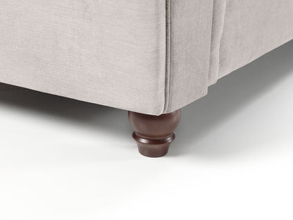 Stone Fabric Buttoned Fullback 2 Seater Sofa Scroll Arms