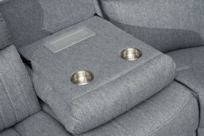 Grey Fabric Large Electric Corner Recliner Sofa