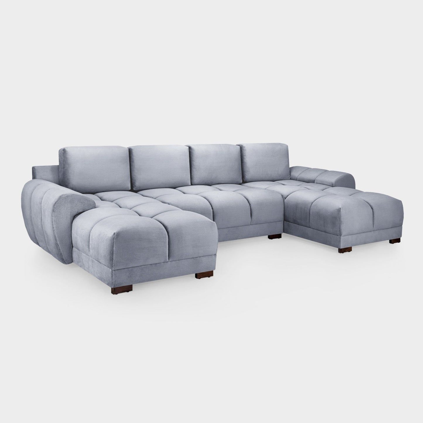 Grey Chenille Fabric Upholsterted U Shape Corner Sofa Bed
