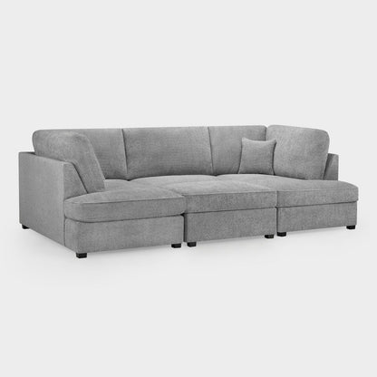 Grey Boucle Fabric U Shape Corner Sofa