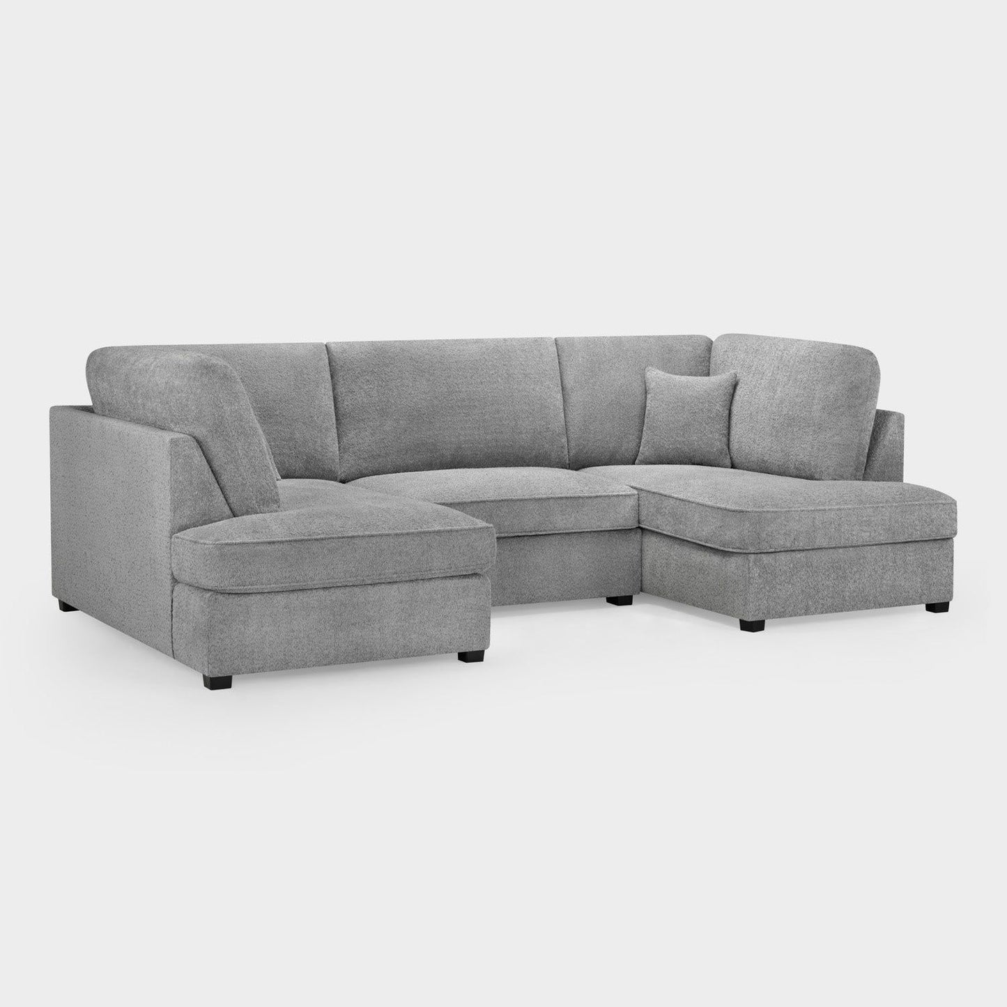 Grey Boucle Fabric U Shape Corner Sofa