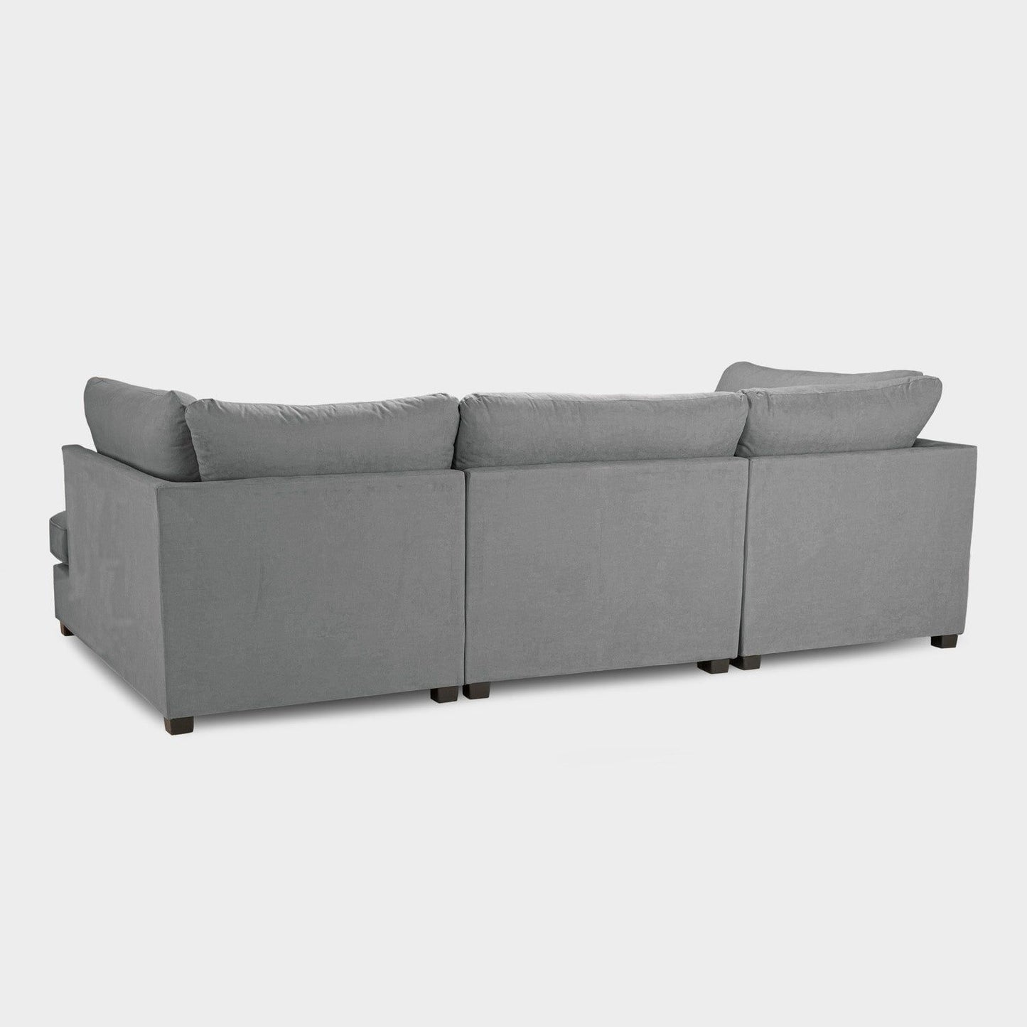 Grey Fabric Upholstery U Shape Corner Sofa Black Feet