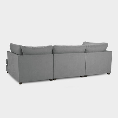 Grey Fabric Upholstery U Shape Corner Sofa Black Feet