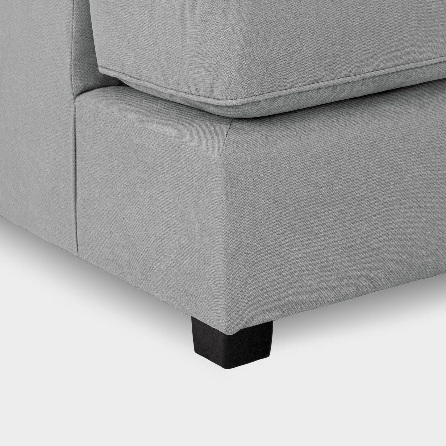 Grey Fabric Upholstery U Shape Corner Sofa Black Feet