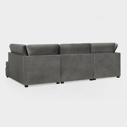 Grey Fabric U Shape Fullback Corner Sofa