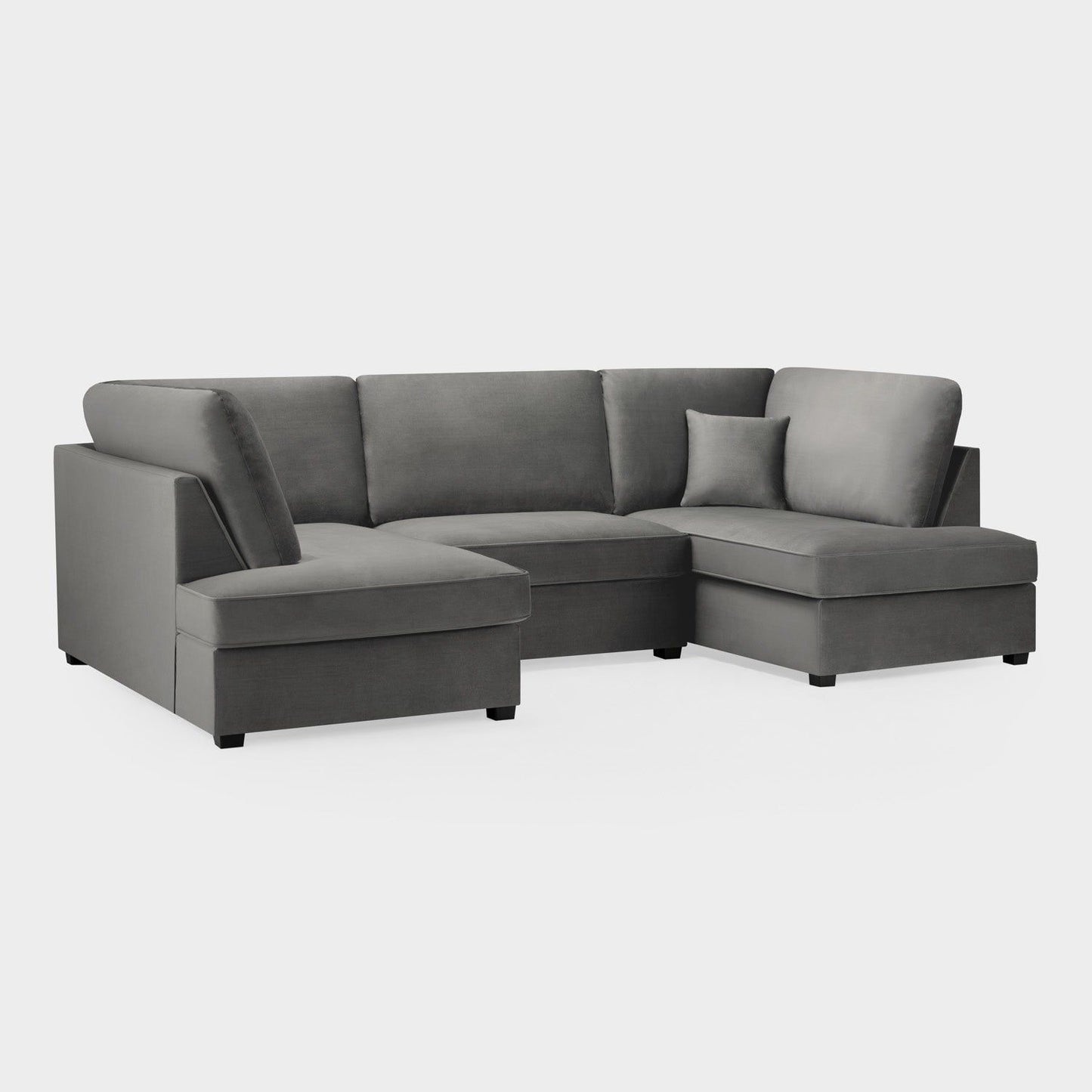 Grey Fabric U Shape Fullback Corner Sofa