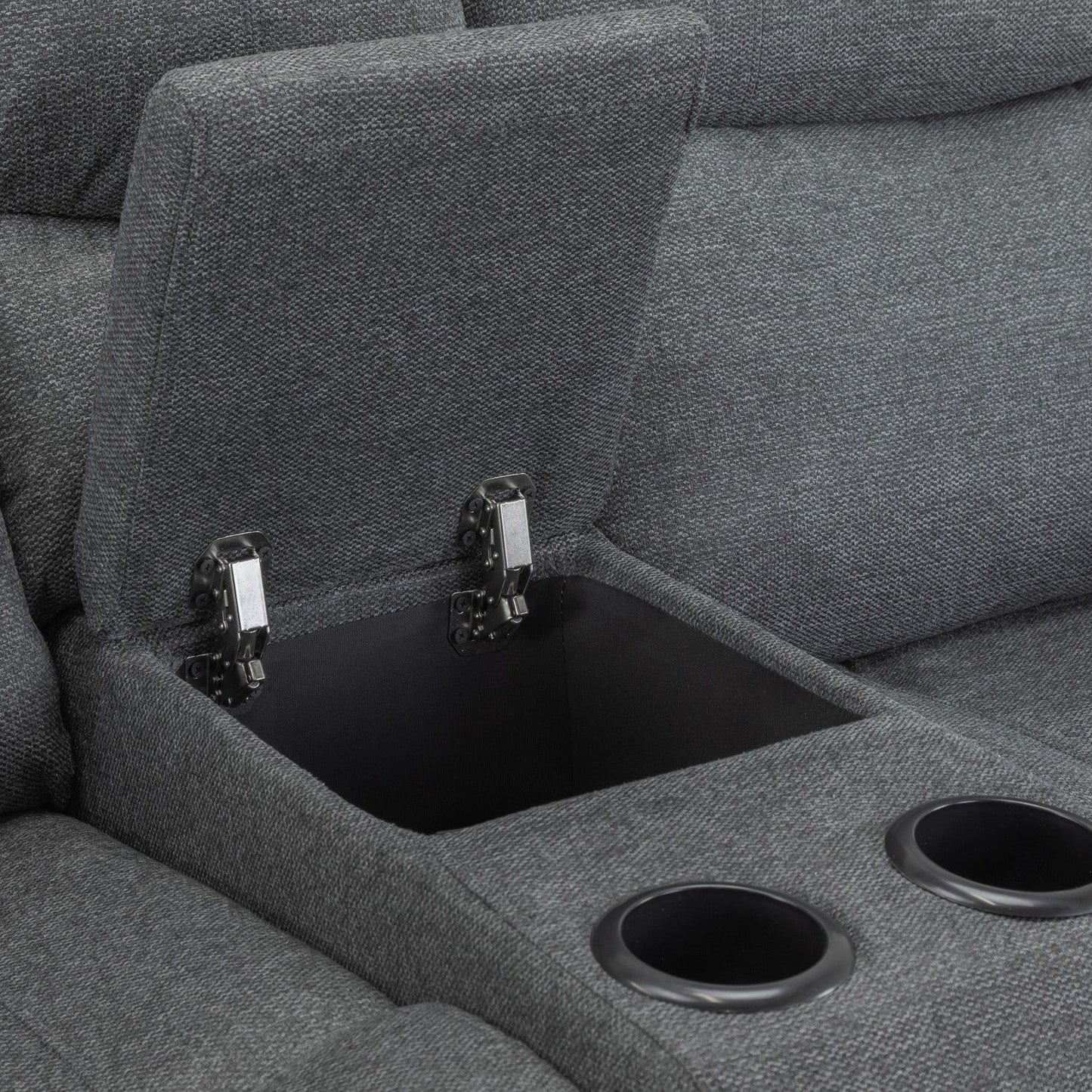 Grey Fabric Electric Recliner Armchair with Cup Holder