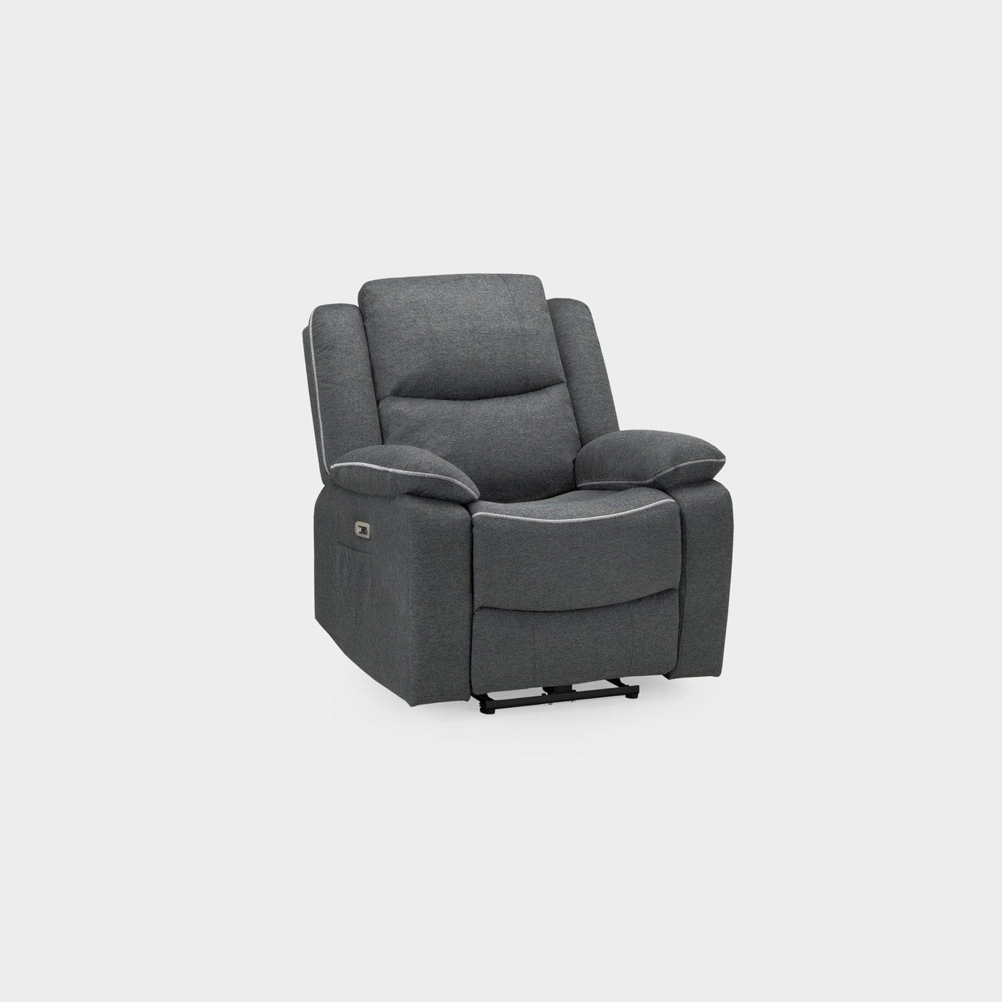 Grey Fabric Electric Recliner Armchair with Cup Holder