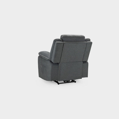 Grey Fabric Electric Recliner Armchair with Cup Holder