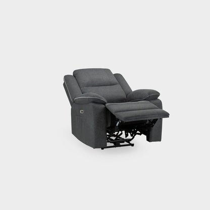 Grey Fabric Electric Recliner Armchair with Cup Holder
