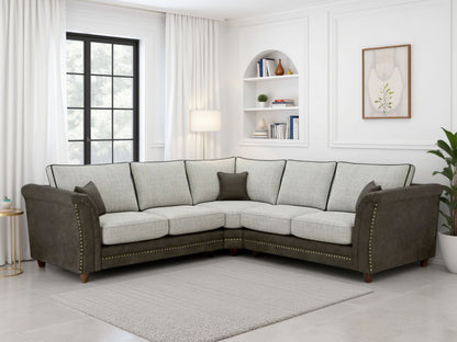 Dual Tone Grey Fabric Large Corner Fullback Sofa
