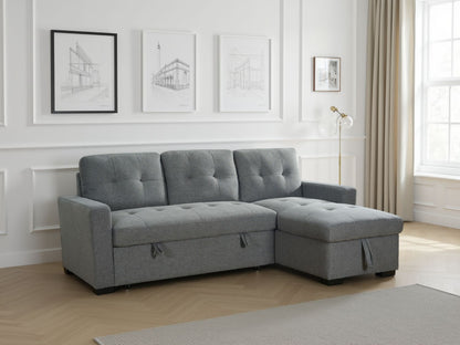 Grey Fabric Corner Sofabed with Removable Cushions