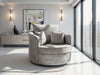 Grey Fabric Round Swivel Pillow Back Chair with Cushion