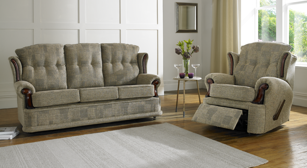 Carlton 3 Seater Tweed Back Buttoned Even Sofa - Sofas UK